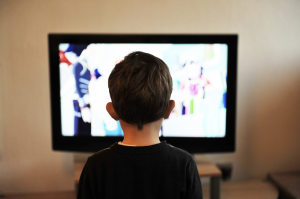 a child watches television